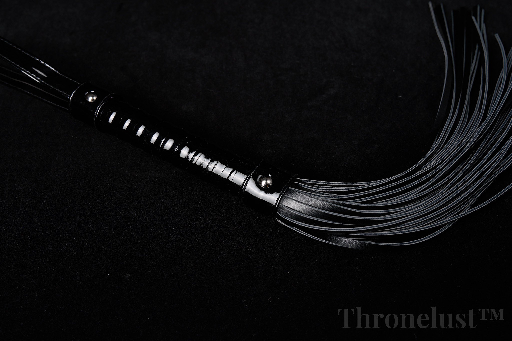 Black PU Leather Flogger Whip – Braided Handle BDSM Impact Toy