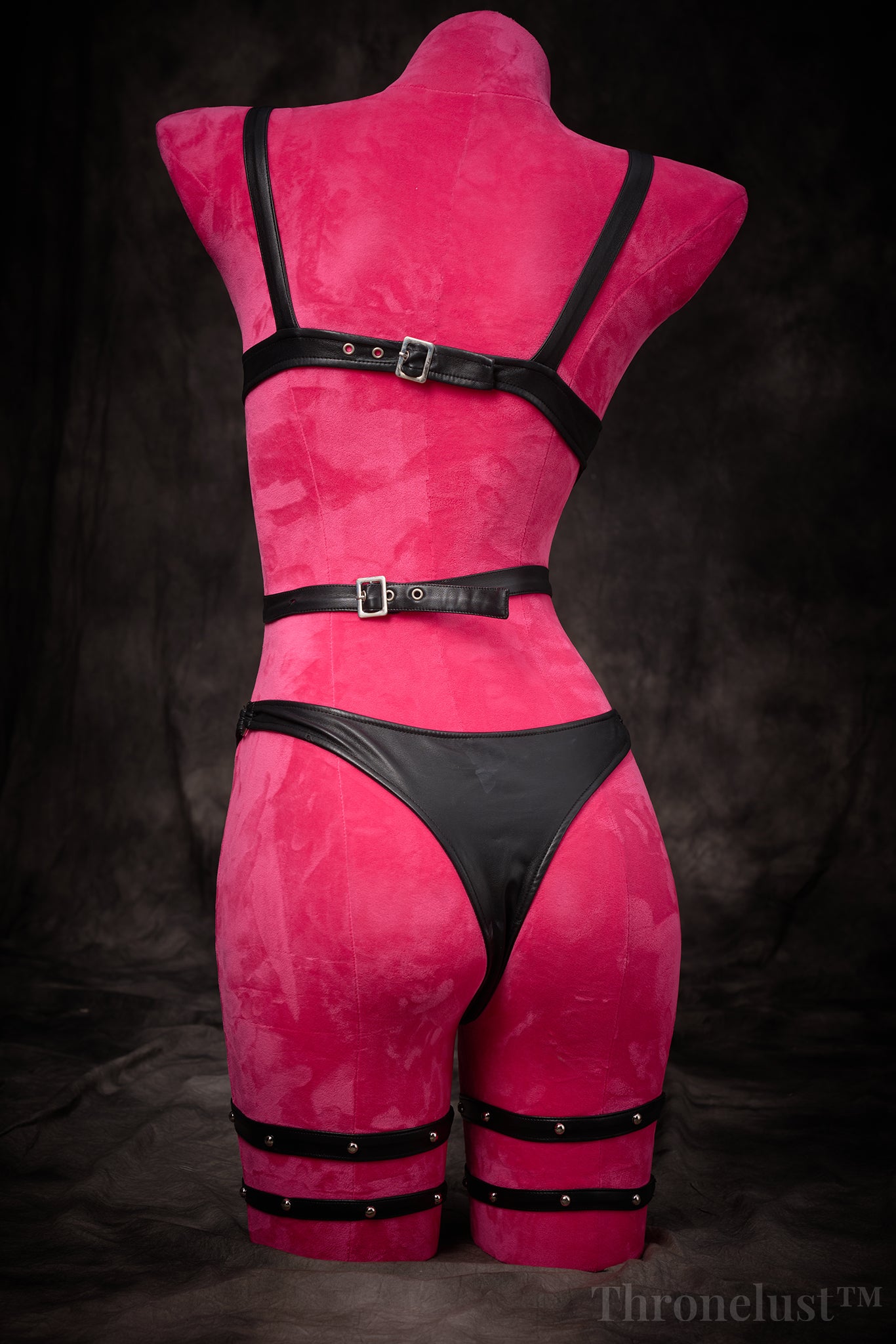 Black Leather Strappy Lingerie Set – Thronelust™