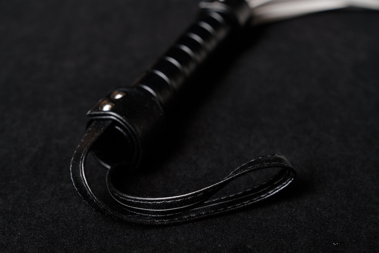 White Leather Whip – Bondage Flogger with Black Handle | PU Leather BDSM Impact Toy