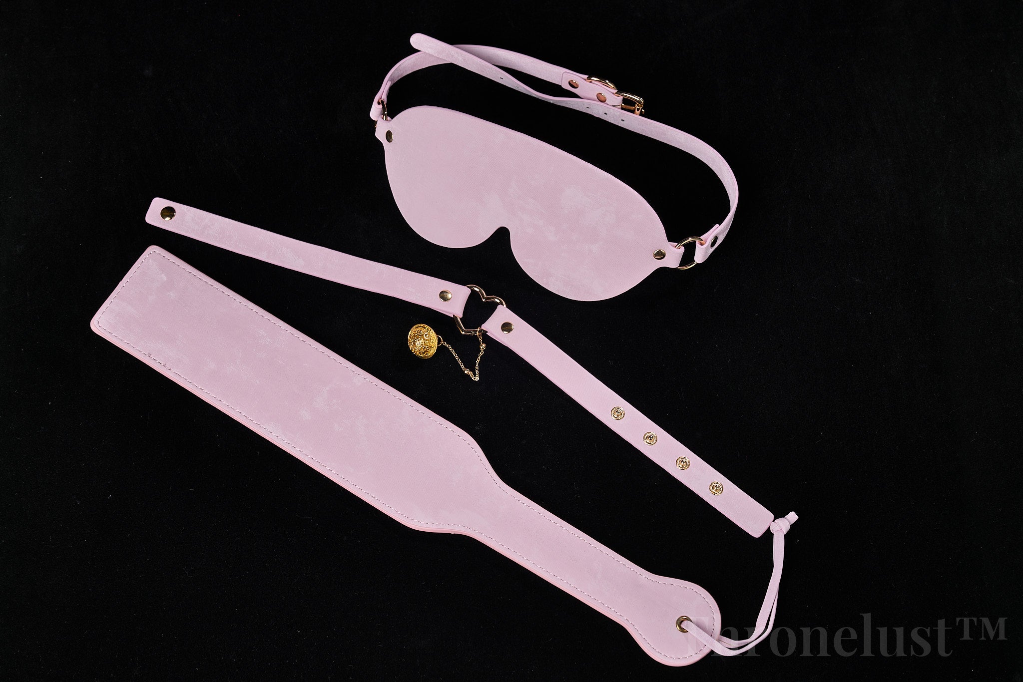 3-Piece PU Leather BDSM Play Set – Paddle, Blindfold & Collar (Pink)