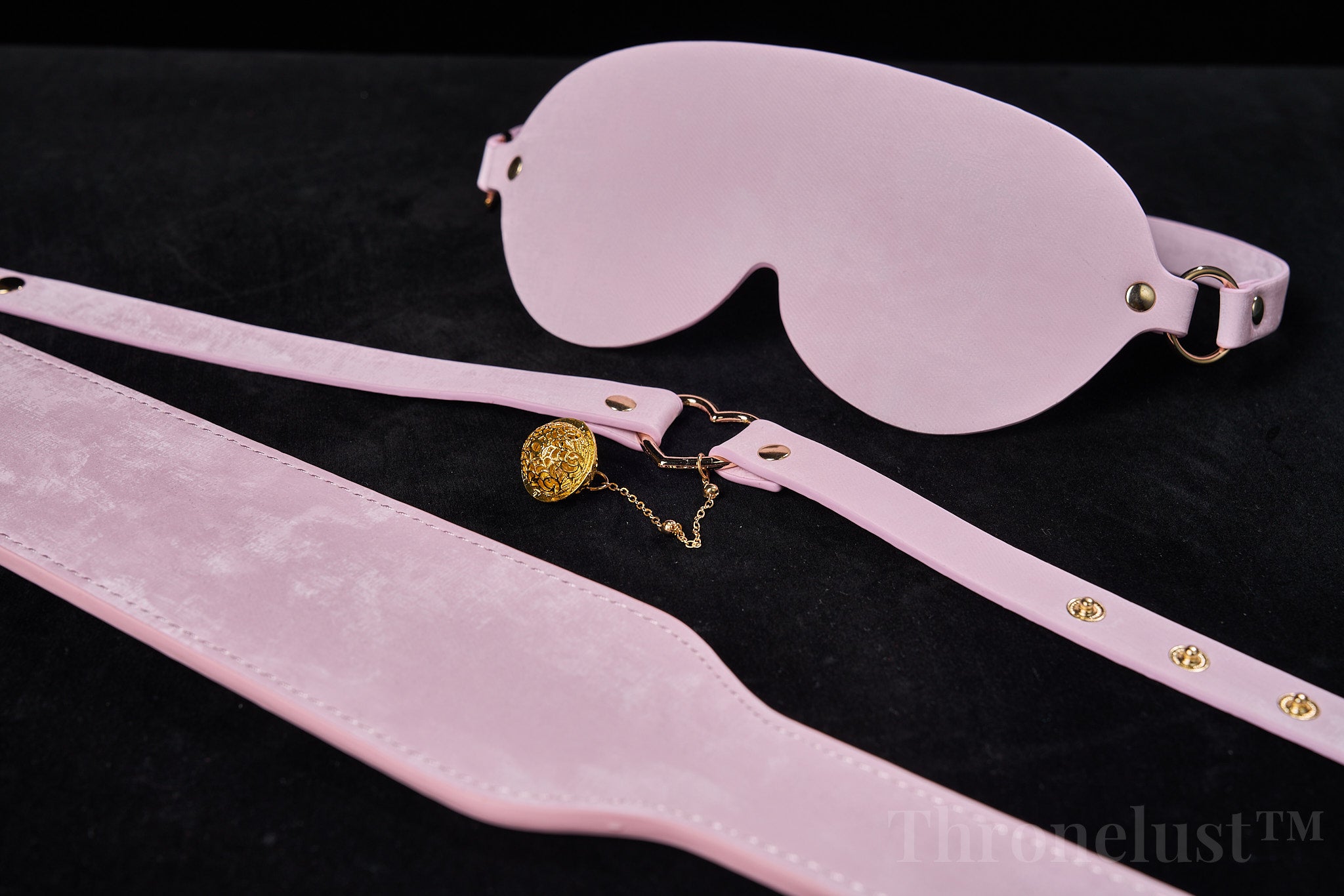 3-Piece PU Leather BDSM Play Set – Paddle, Blindfold & Collar (Pink)