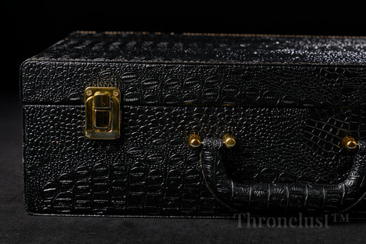 Croc-Embossed PU Leather Storage Case – Black Discreet Organizer Box
