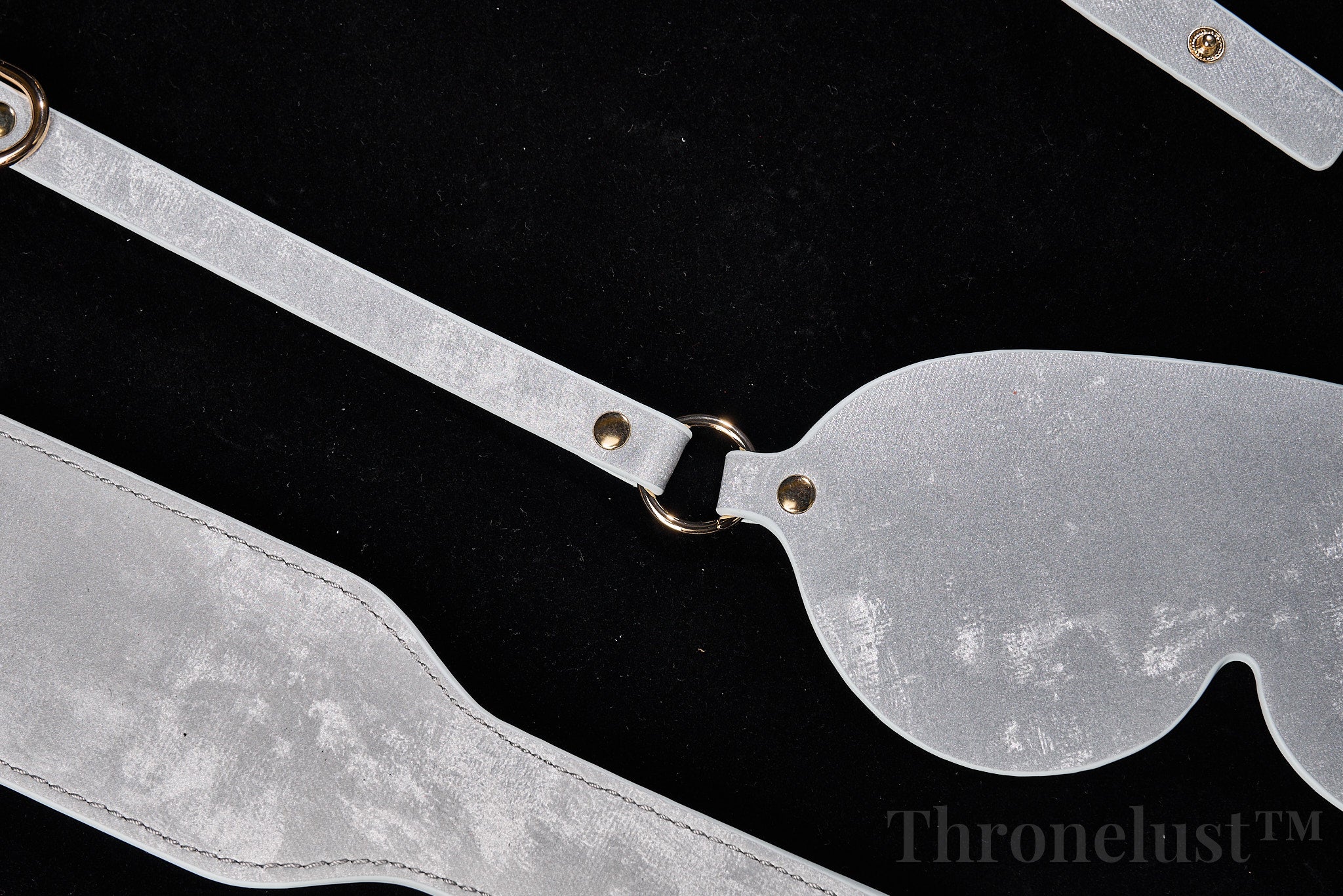 3-Piece PU Leather BDSM Play Set – Silver Paddle, Blindfold & Collar