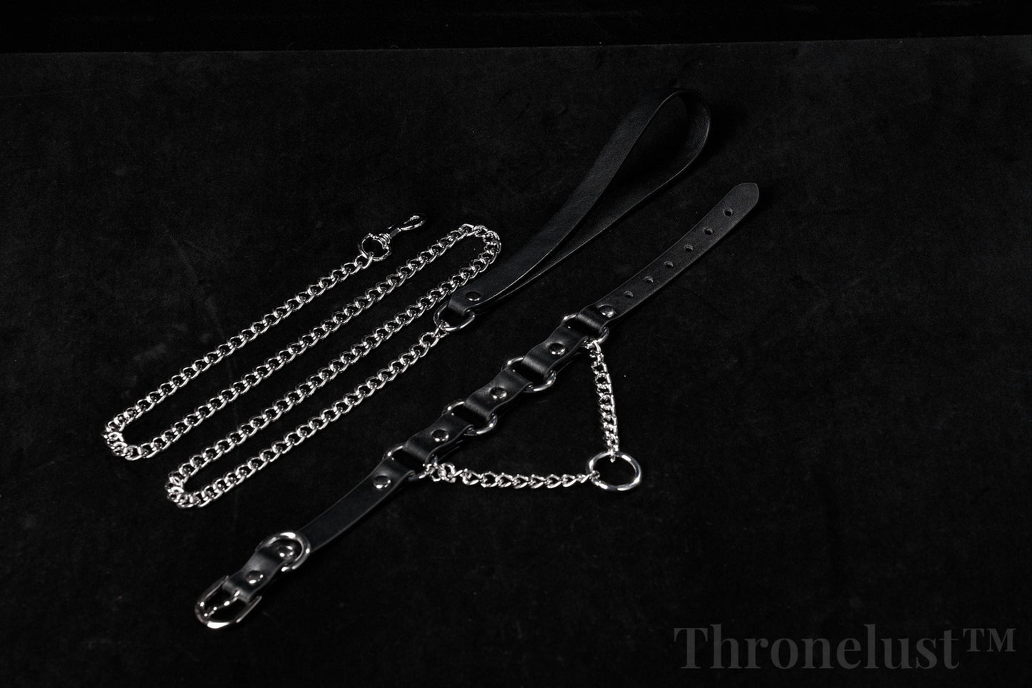 PU Leather Collar with Metal Chain Leash – Adjustable BDSM Restraint | Thronelust™