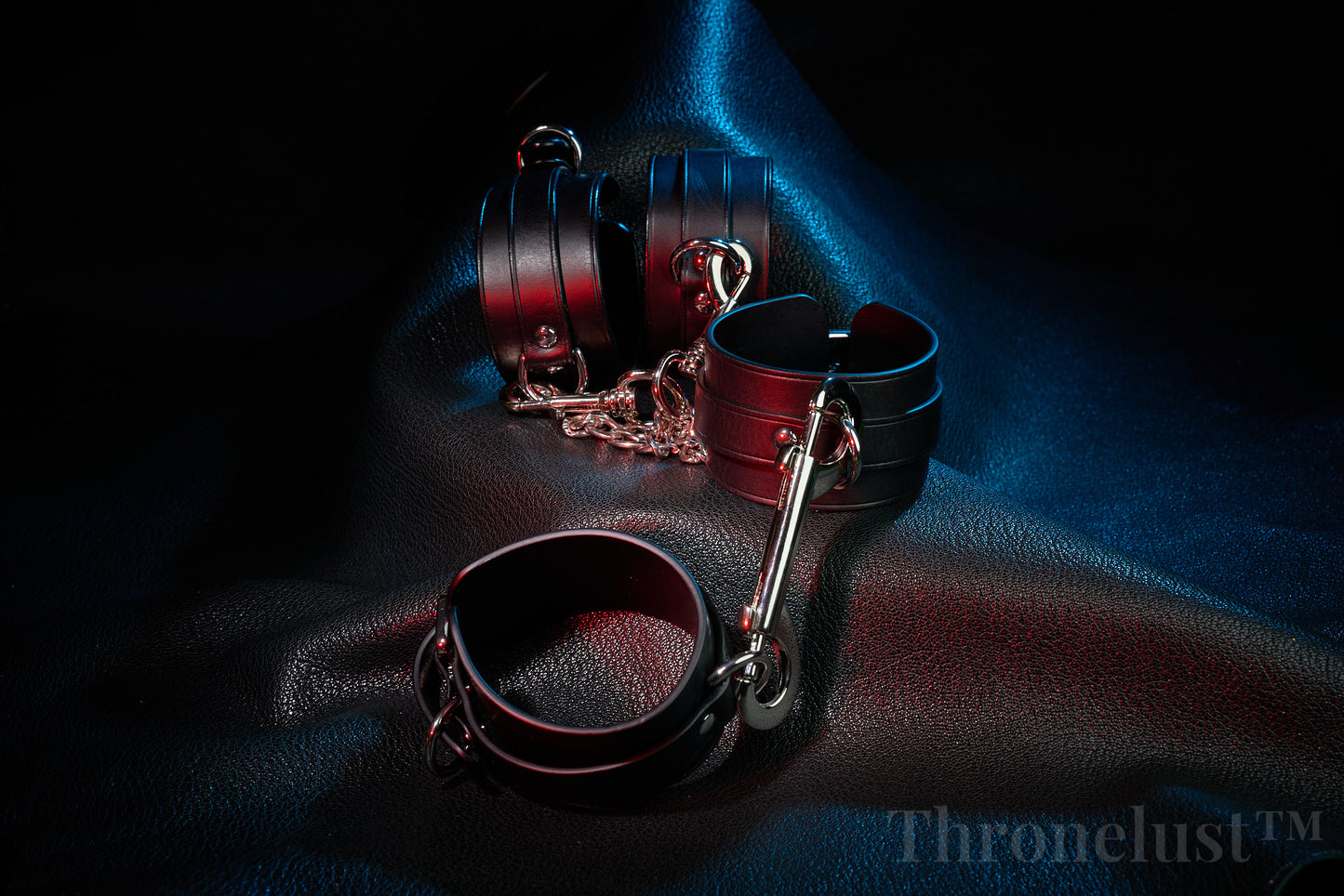 Thronelust Queen’s Atelier – Leather Restraint Cuffs (Black & Red Custom Edition)