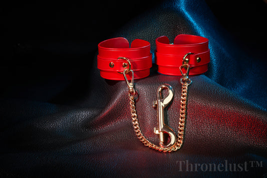 Thronelust Queen’s Atelier – Leather Restraint Cuffs (Black & Red Custom Edition)
