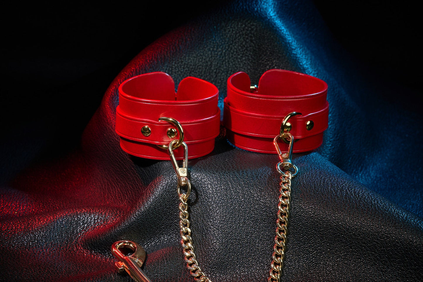 Thronelust Queen’s Atelier – Leather Restraint Cuffs (Black & Red Custom Edition)