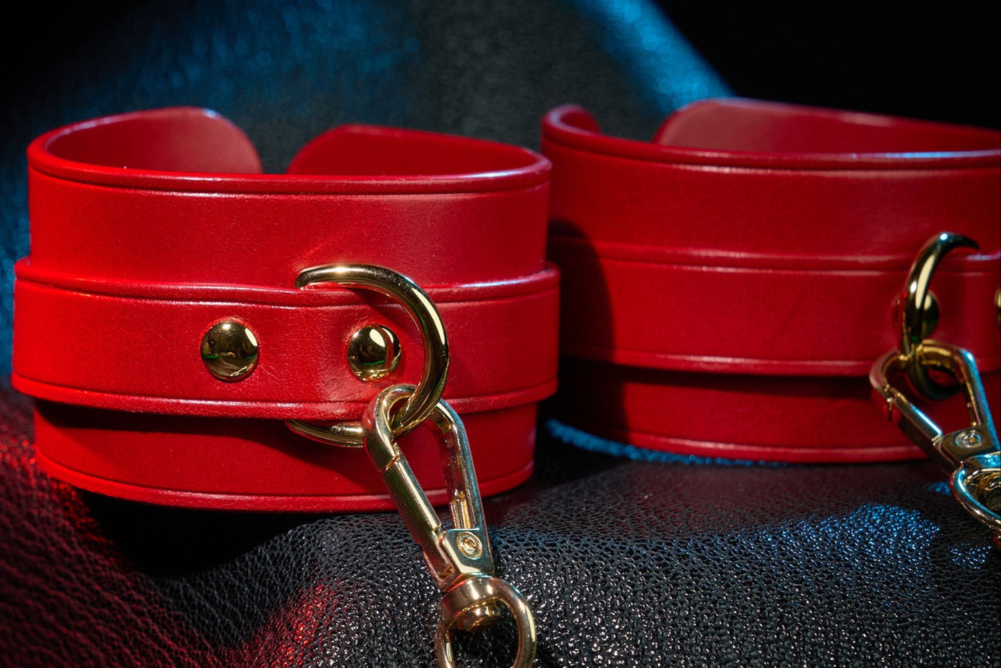 Thronelust Queen’s Atelier – Leather Restraint Cuffs (Black & Red Custom Edition)