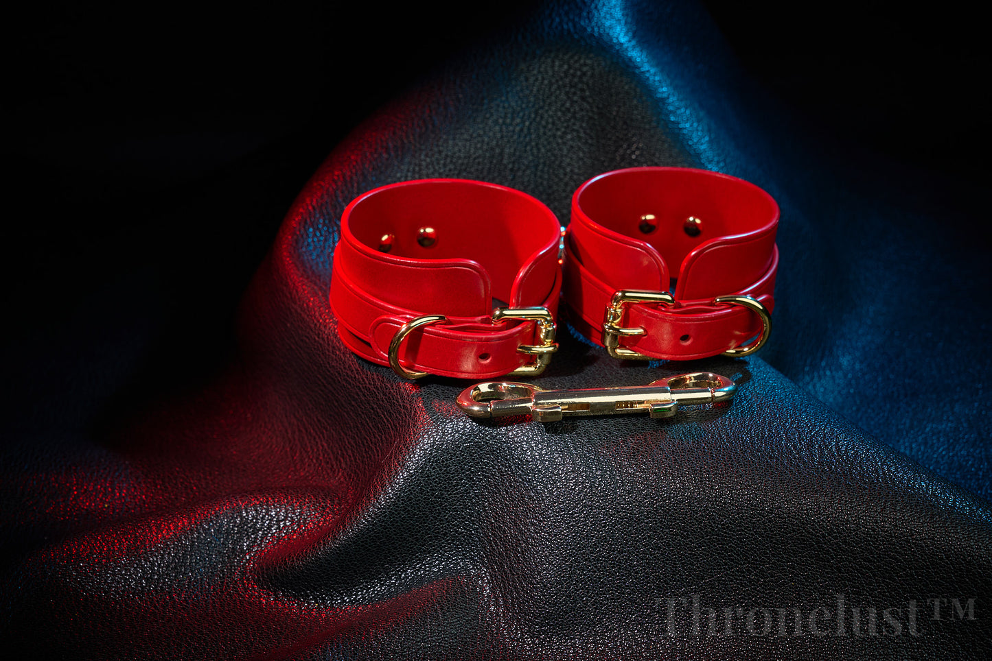Thronelust Queen’s Atelier – Leather Restraint Cuffs (Black & Red Custom Edition)