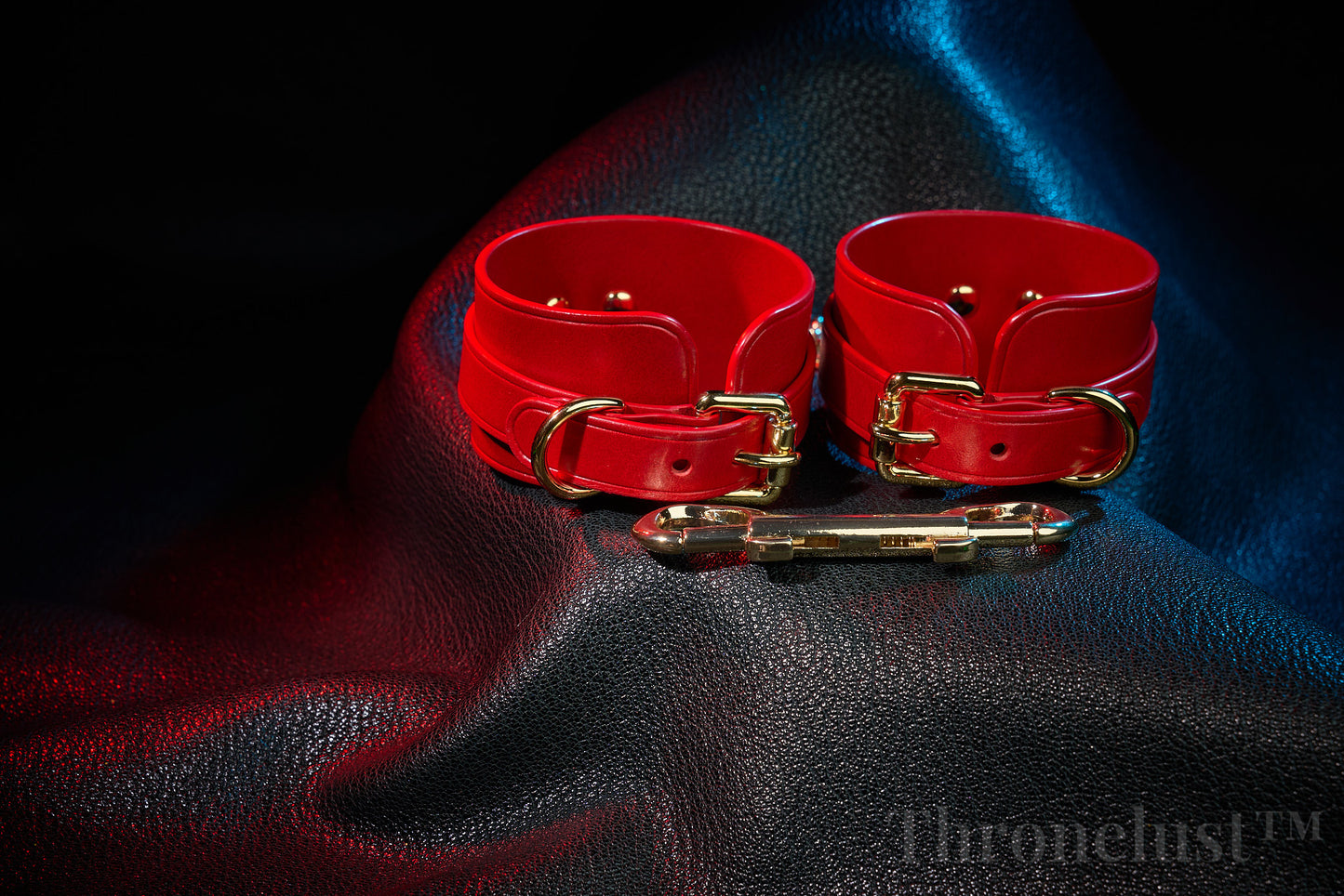 Thronelust Queen’s Atelier – Leather Restraint Cuffs (Black & Red Custom Edition)
