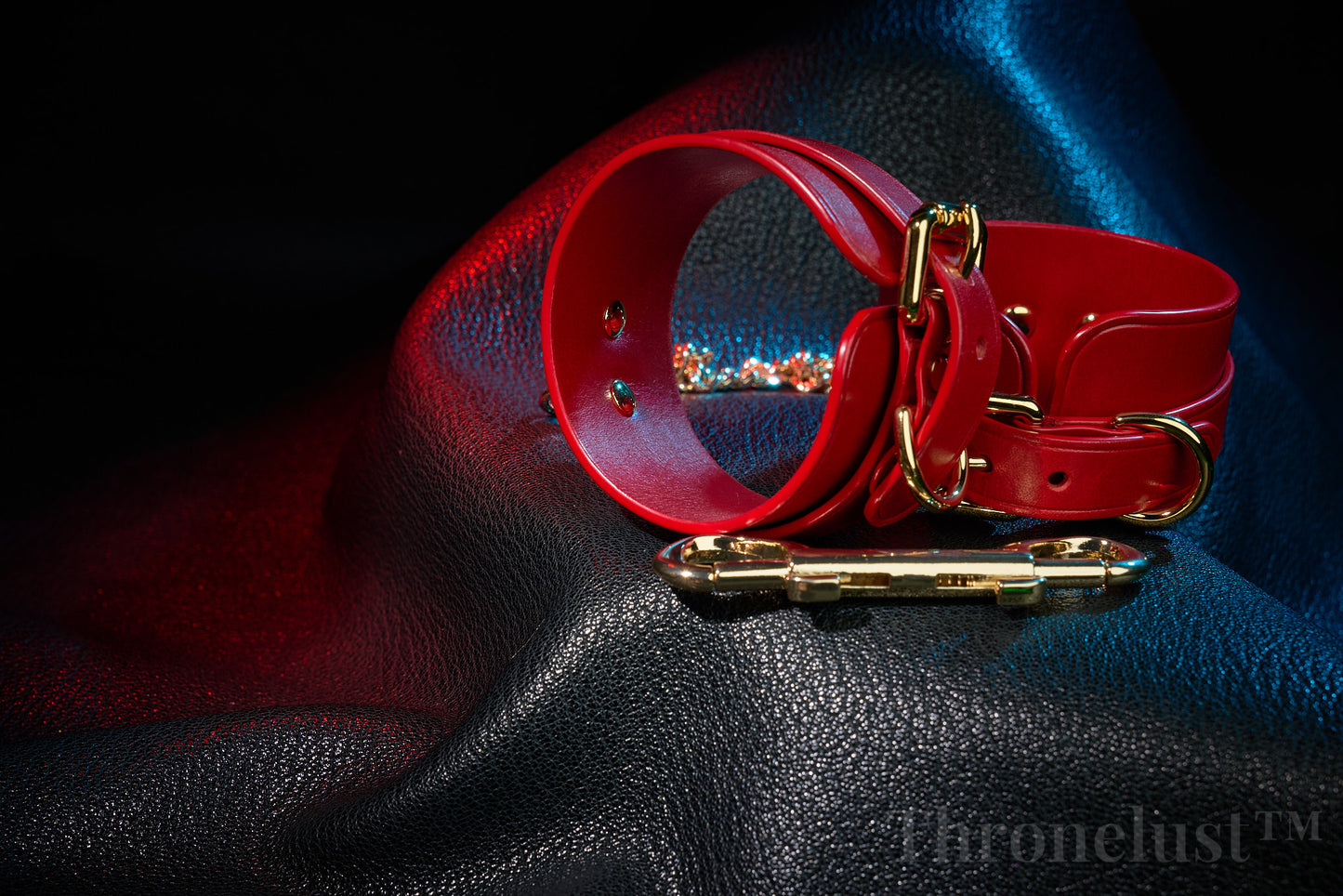 Thronelust Queen’s Atelier – Leather Restraint Cuffs (Black & Red Custom Edition)