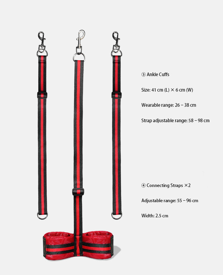 Bondage Harness Restraint Set with Handcuffs & Ankle Cuffs – Adjustable PU Leather Straps | BDSM Gear