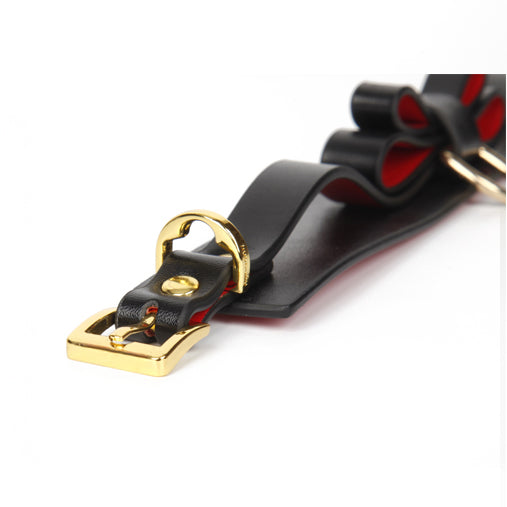 Luxury Bowknot Bondage Set – Leather Collar, Cuffs, Ankle Restraints, Leash & Eye Mask | BDSM Restraint Kit