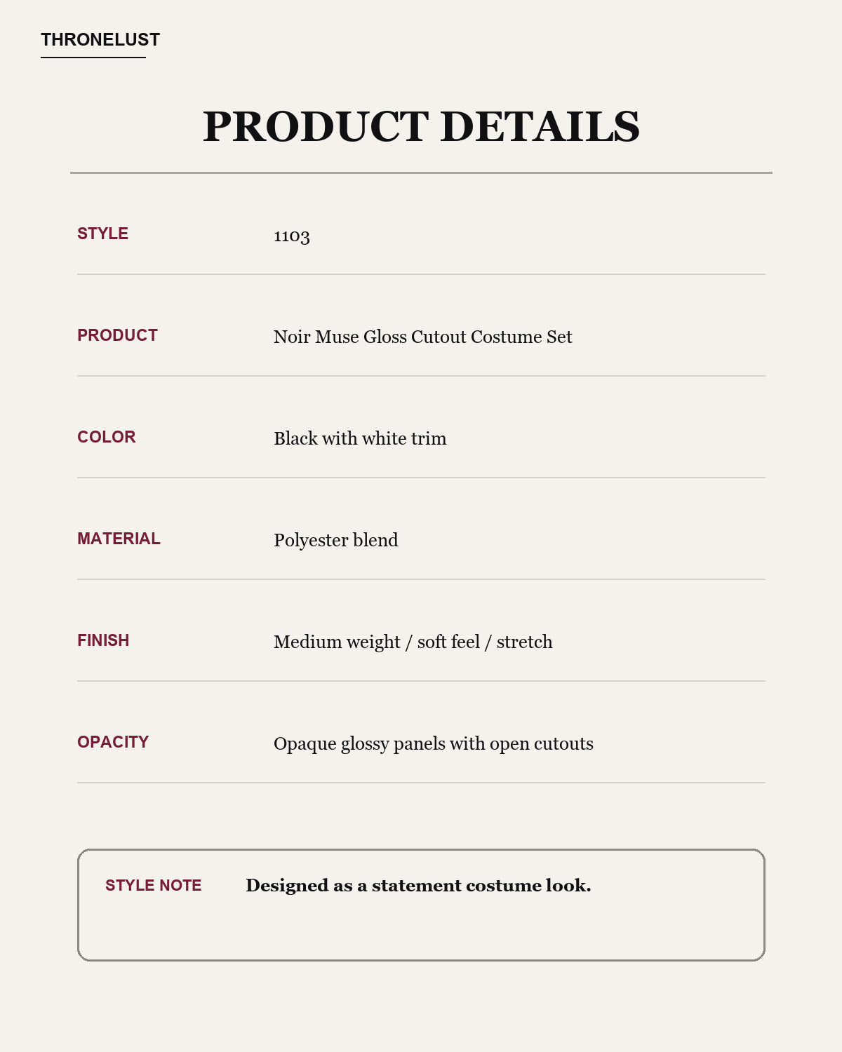 Noir Muse product details