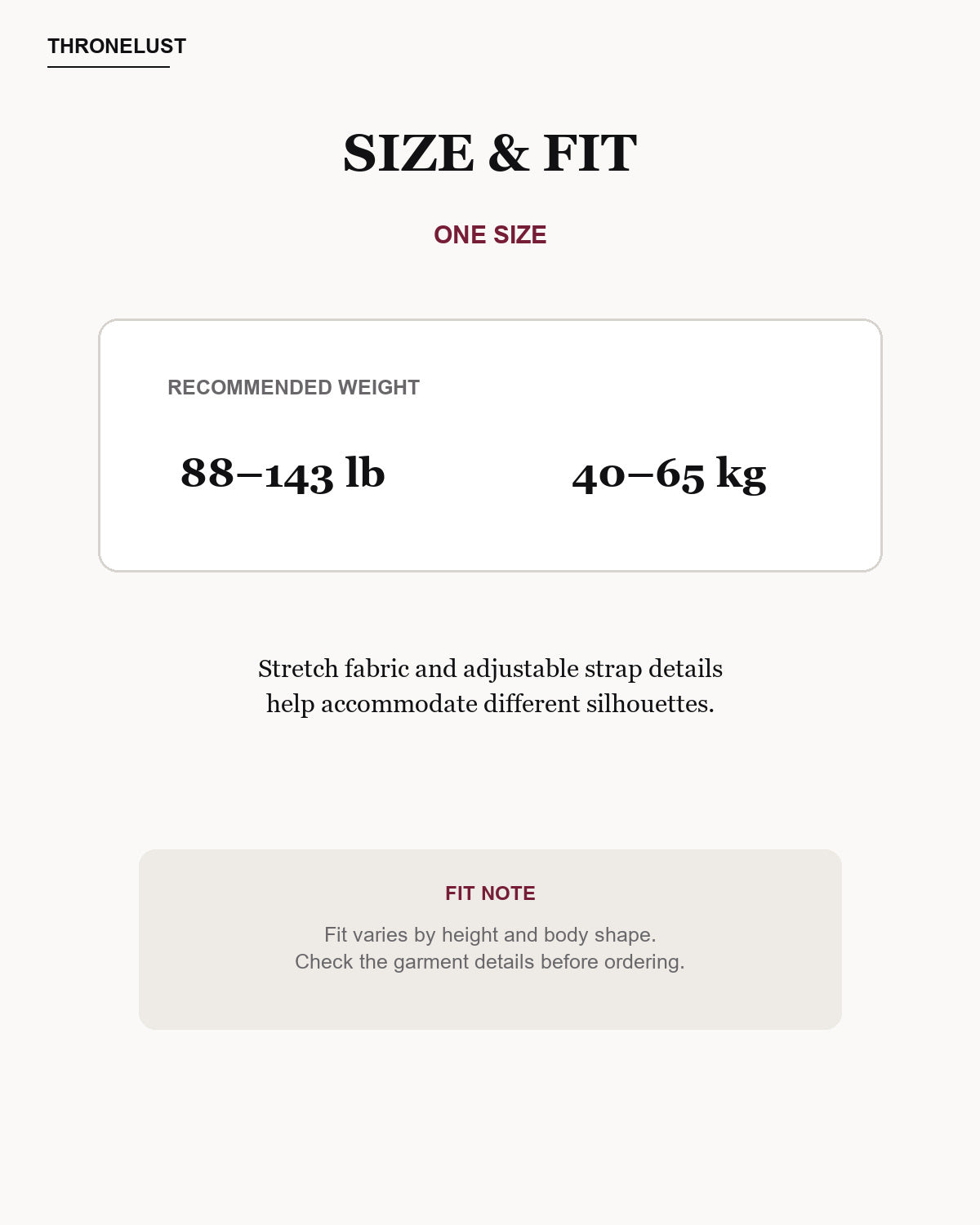 Noir Muse one size fit guide