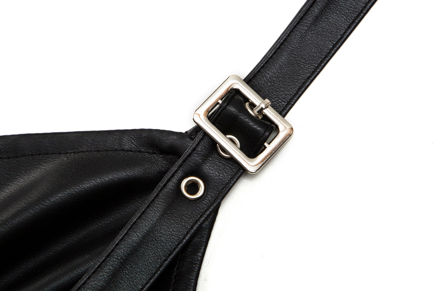 Black Leather Strappy Lingerie Set by Thronelust