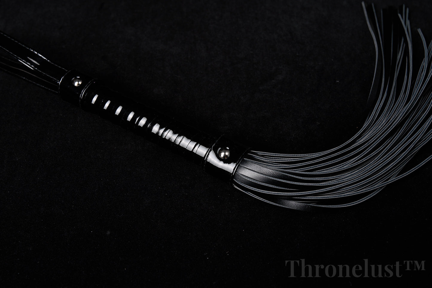 Black PU Leather Flogger Whip – Braided Handle BDSM Impact Toy