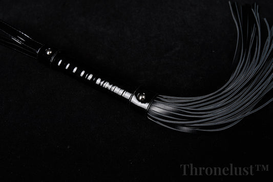 Black PU Leather Flogger Whip – Braided Handle BDSM Impact Toy