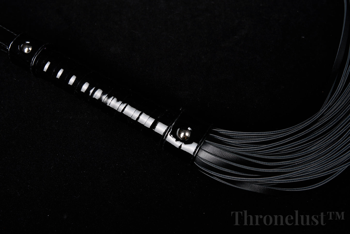 Black PU Leather Flogger Whip – Braided Handle BDSM Impact Toy