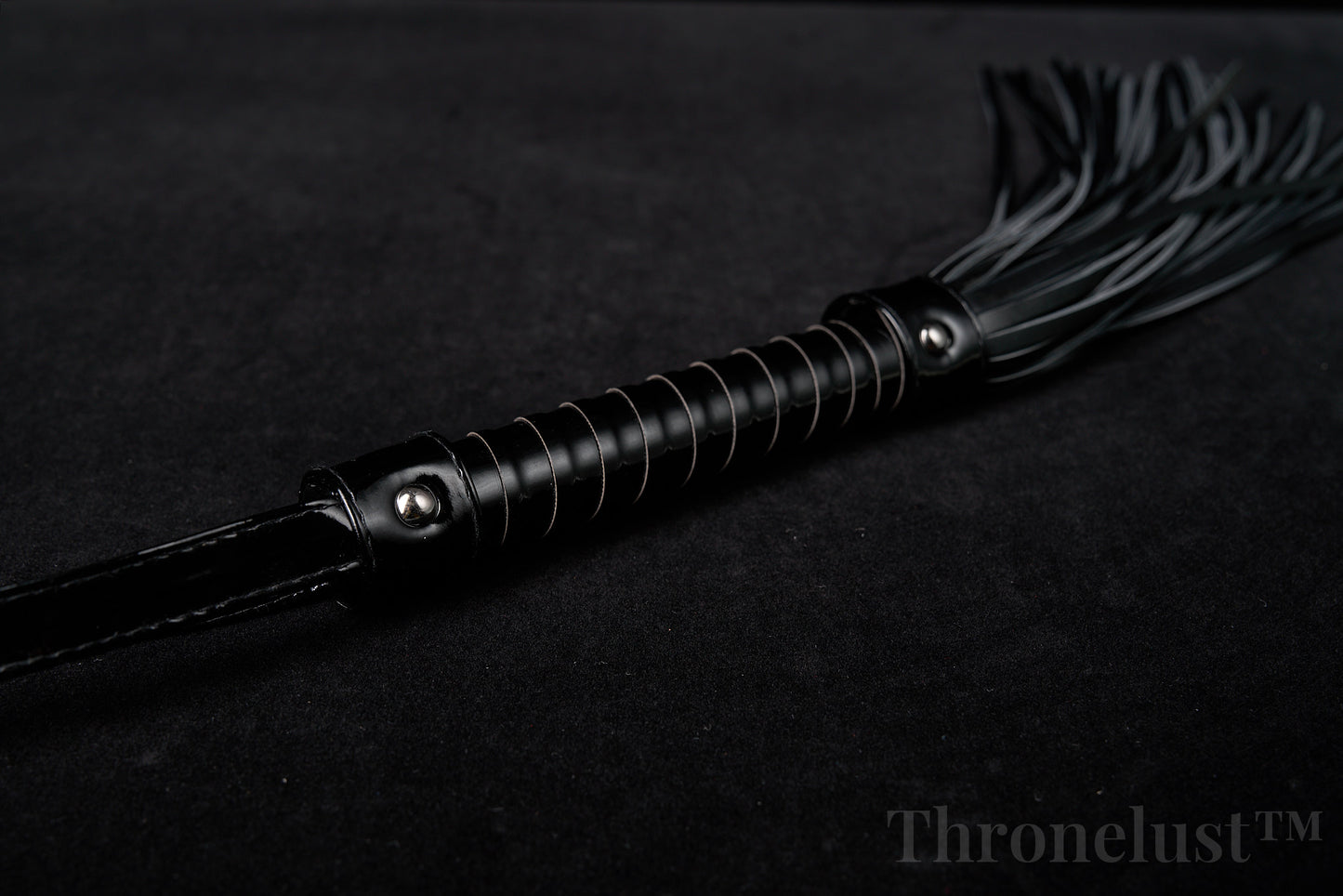 Black PU Leather Flogger Whip – Braided Handle BDSM Impact Toy