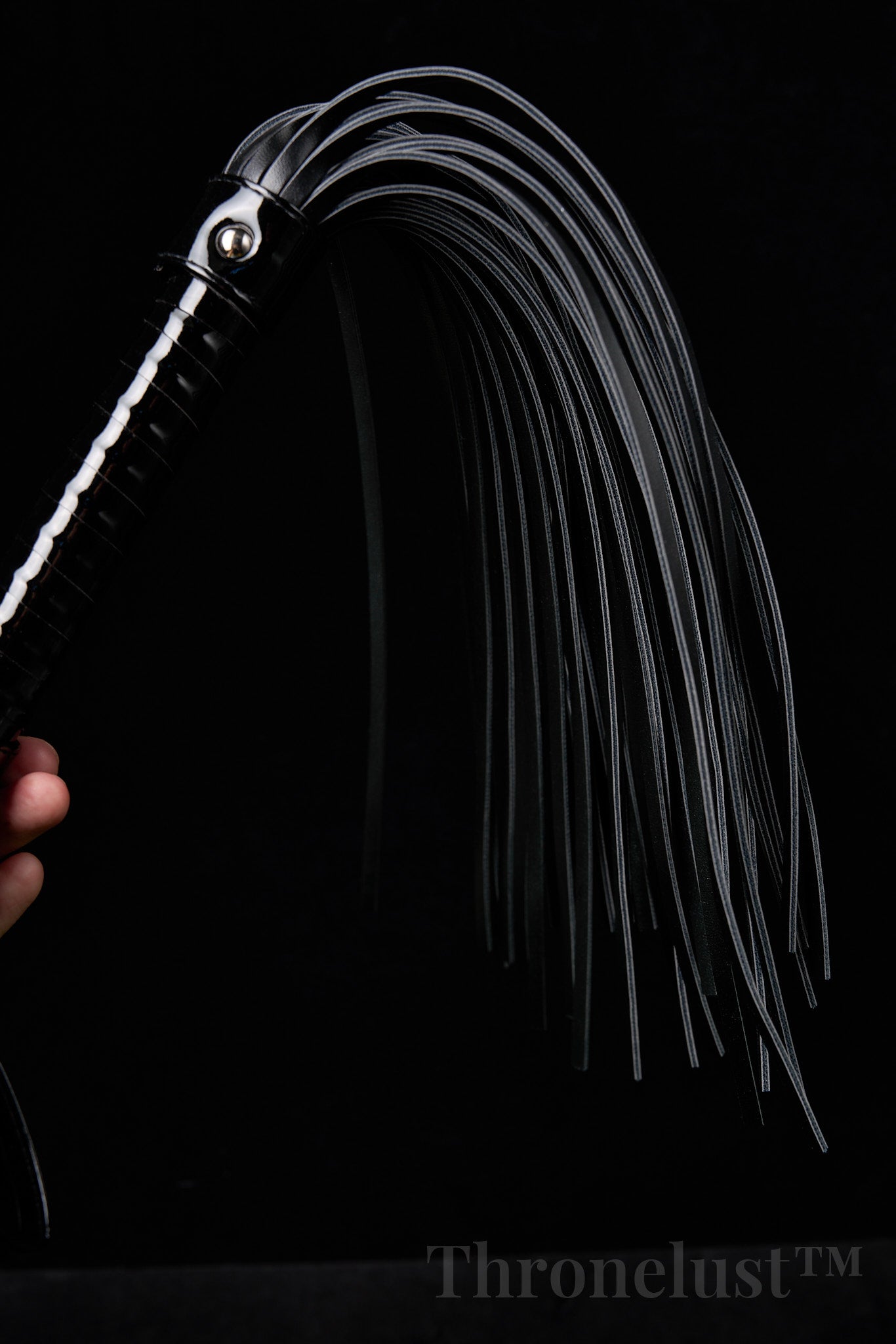 Black PU Leather Flogger Whip – Braided Handle BDSM Impact Toy