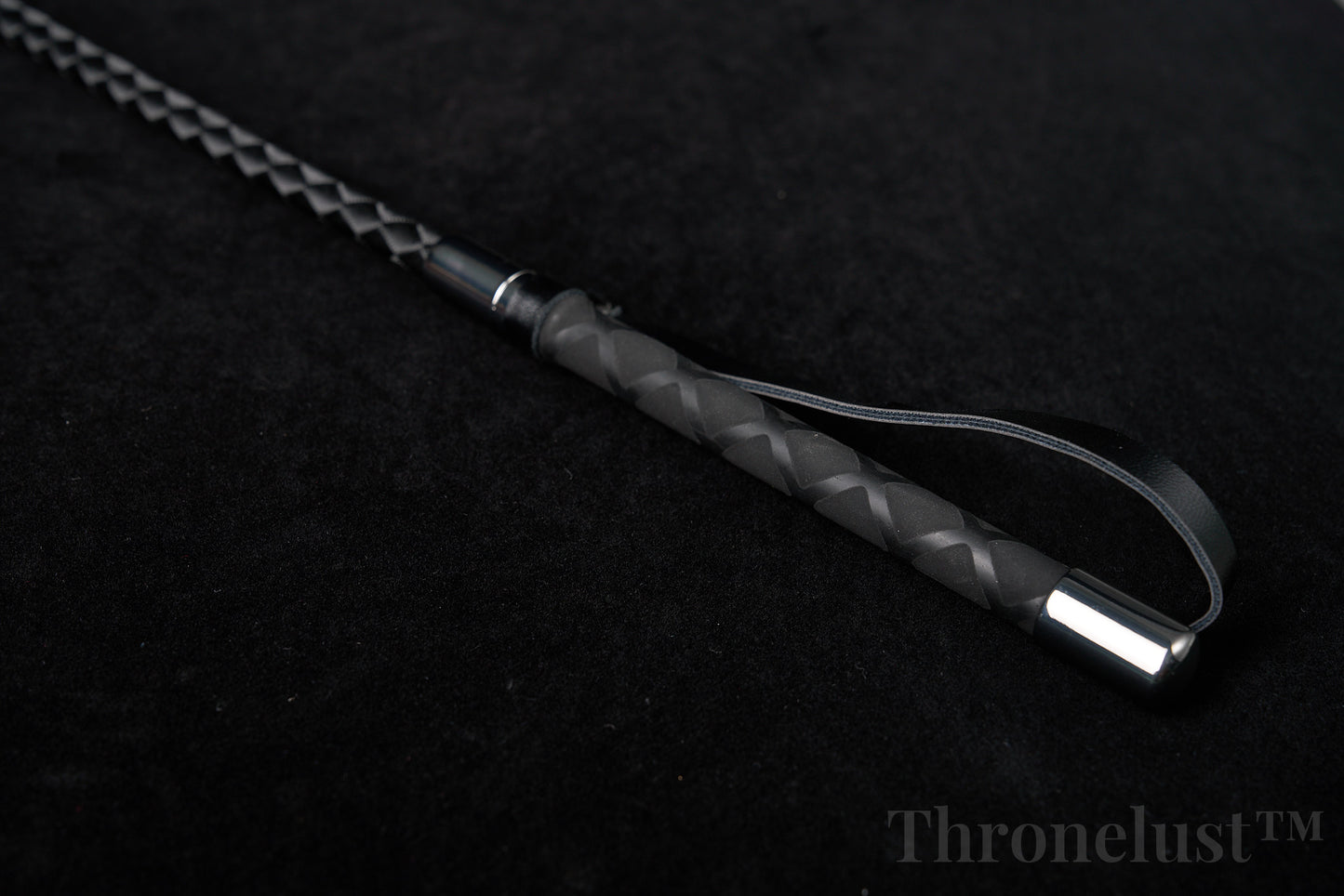 Genuine Leather Riding Crop – 60cm Silver Edition BDSM Impact Toy