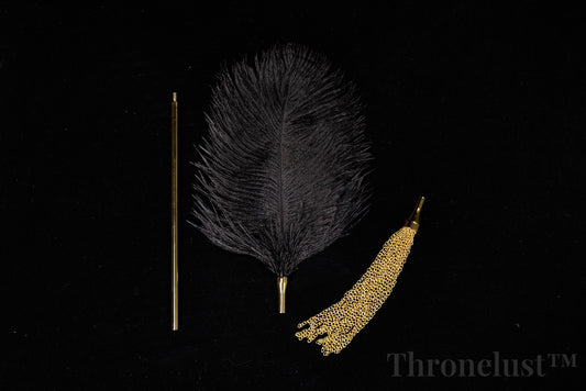 Golden Handle Feather Tickler & Chain Whip Set – Luxury BDSM Kit