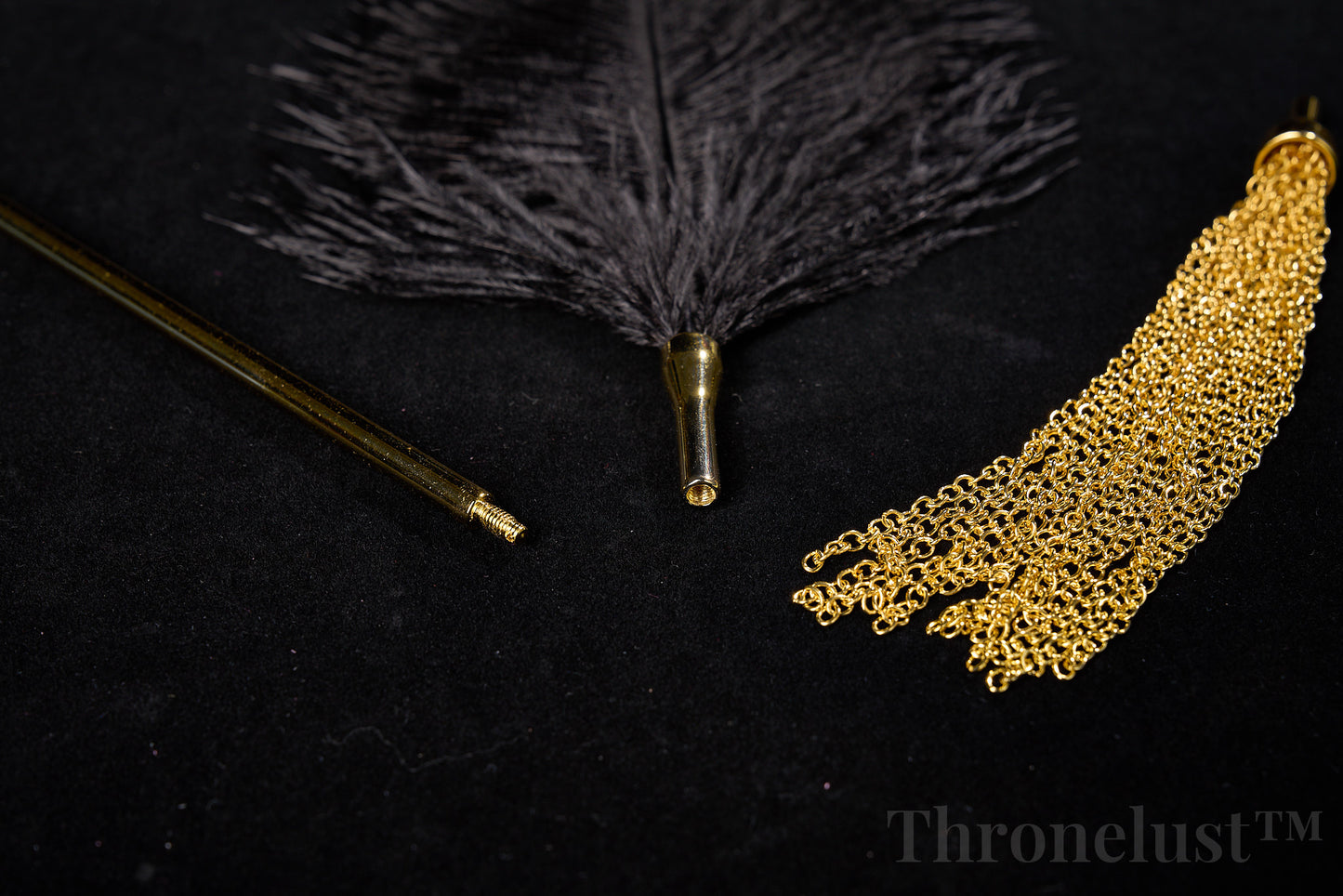 Golden Handle Feather Tickler & Chain Whip Set – Luxury BDSM Kit