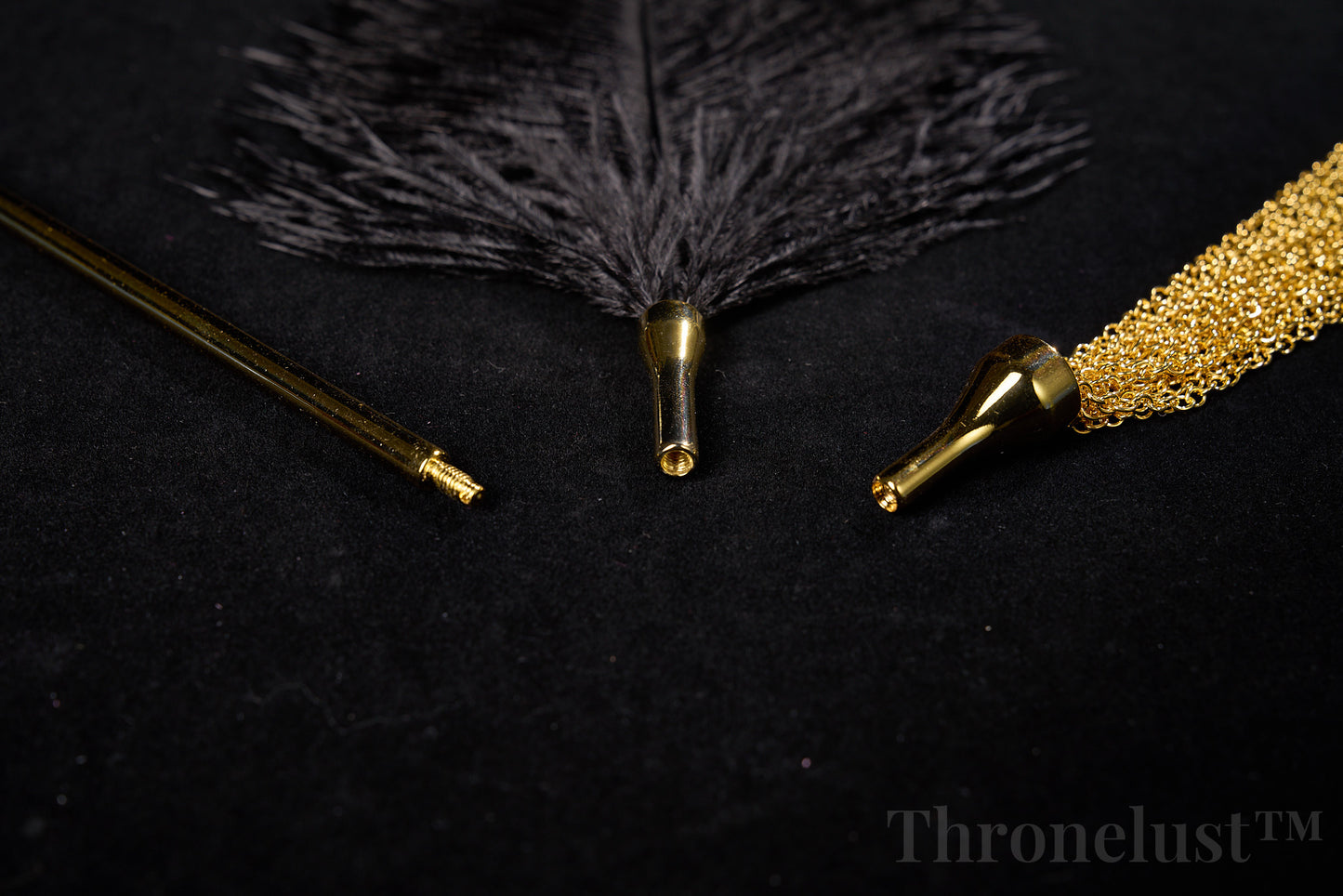 Golden Handle Feather Tickler & Chain Whip Set – Luxury BDSM Kit
