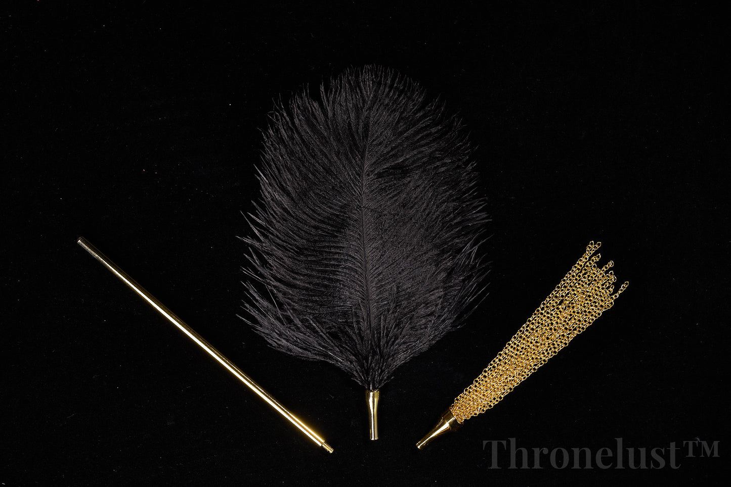 Golden Handle Feather Tickler & Chain Whip Set – Luxury BDSM Kit