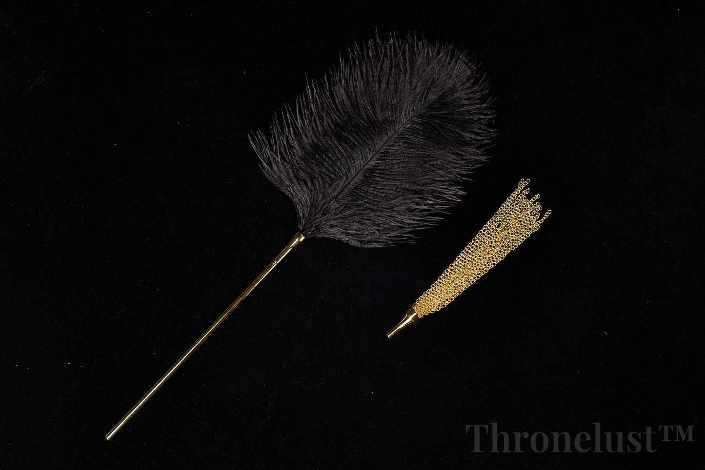 Golden Handle Feather Tickler & Chain Whip Set – Luxury BDSM Kit