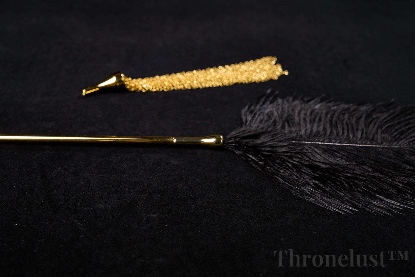 Golden Handle Feather Tickler & Chain Whip Set – Luxury BDSM Kit