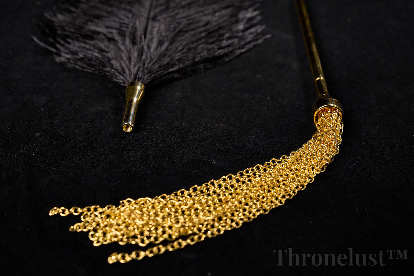 Golden Handle Feather Tickler & Chain Whip Set – Luxury BDSM Kit