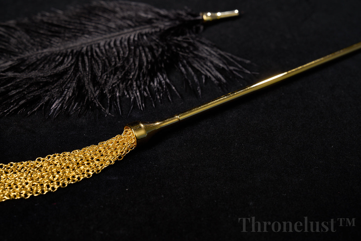 Golden Handle Feather Tickler & Chain Whip Set – Luxury BDSM Kit