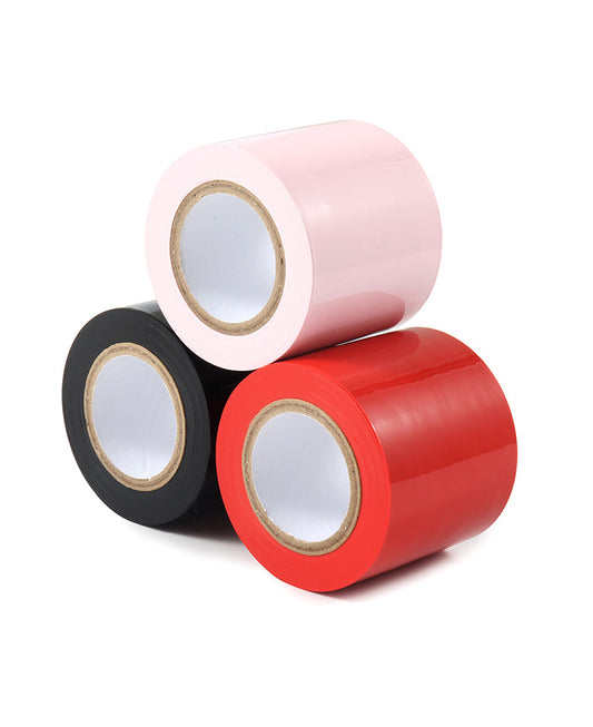 Electro-Silence Bondage Tape — 16m | Black, Red, Pink | No-Residue PVC Restraint Tape (Single Roll or 3-Pack Bundle)