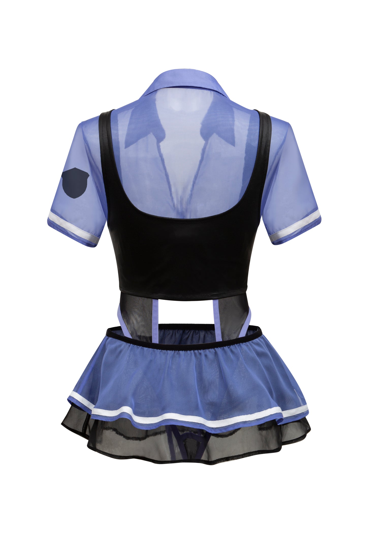 Blue Uniform Chiffon & Mesh Lingerie Set by Thronelust