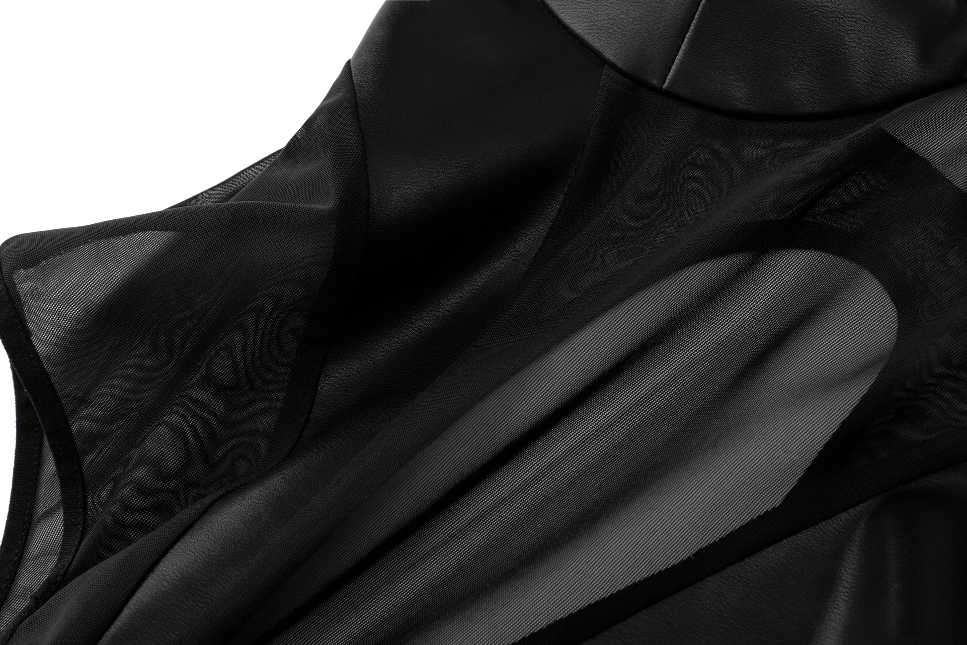 Black Mesh Leather Bodysuit Lingerie by Thronelust