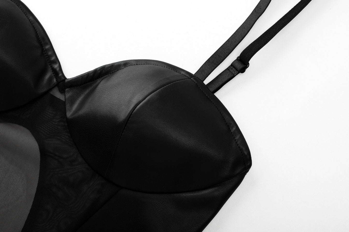 Black Mesh Leather Bodysuit Lingerie by Thronelust