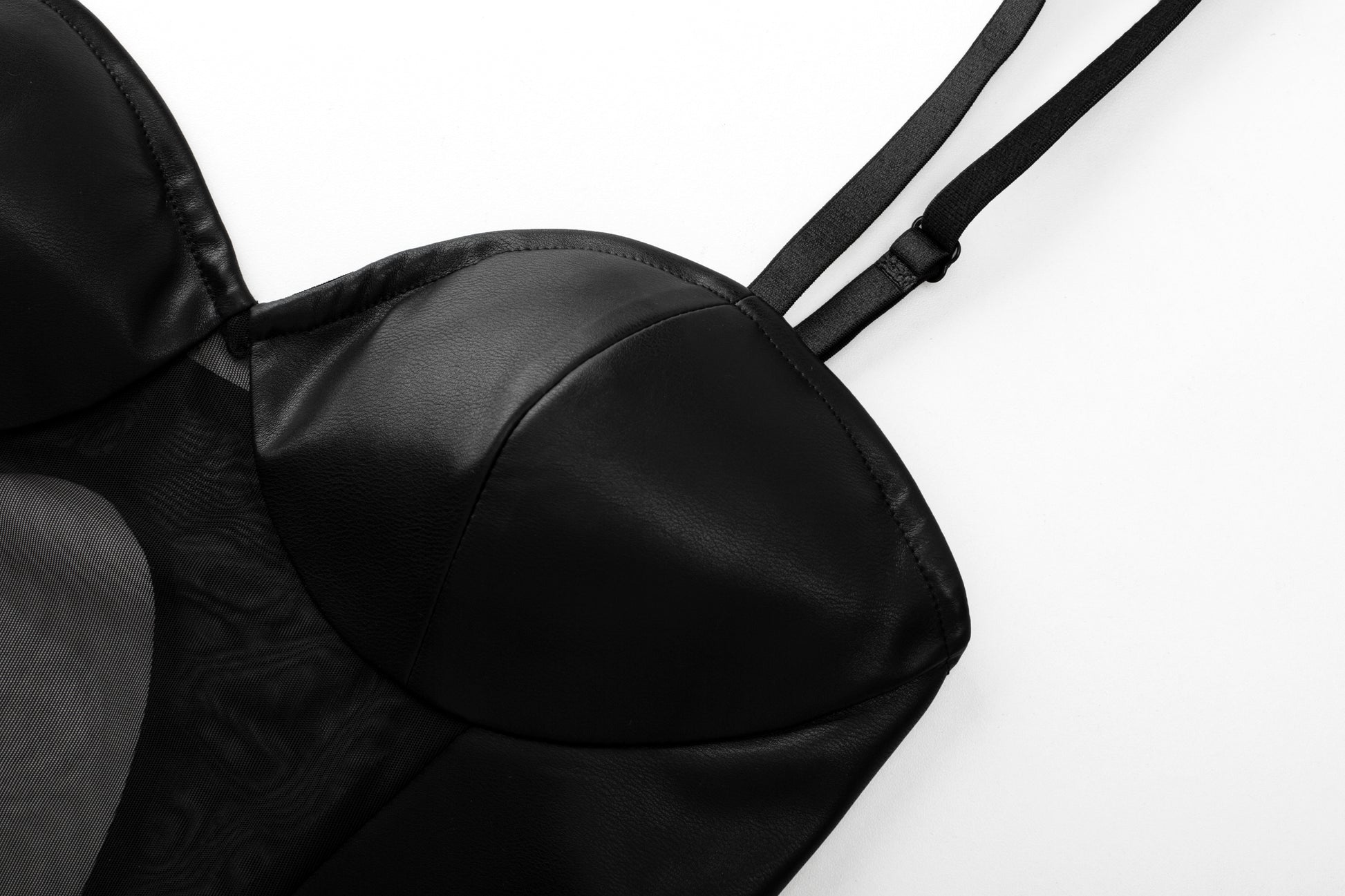 Black Mesh Leather Bodysuit Lingerie by Thronelust