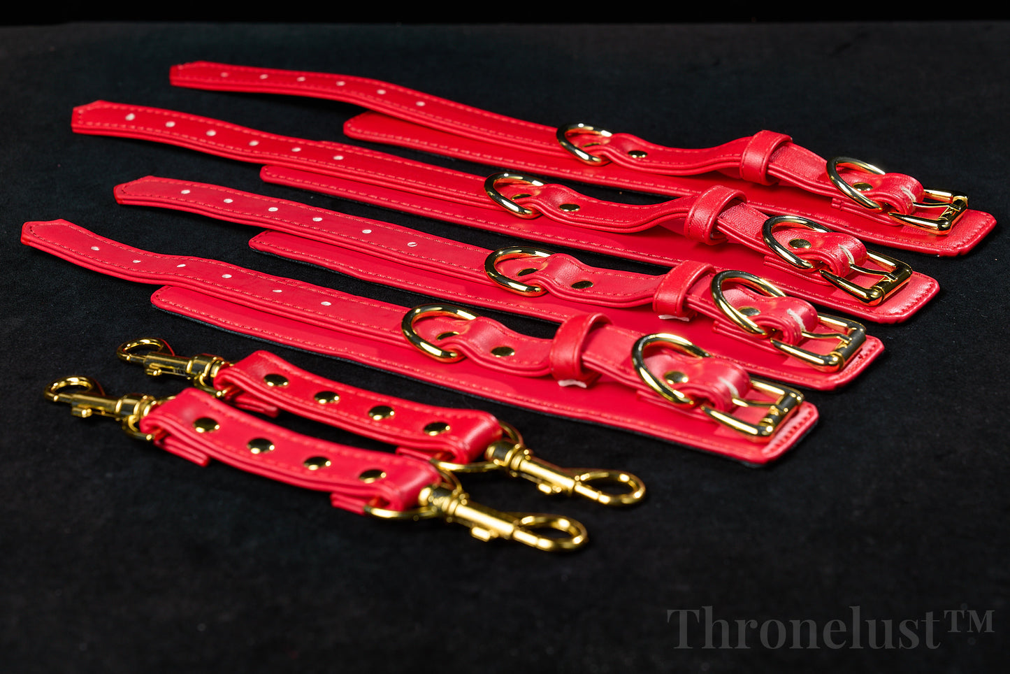 Padded PU Leather Wrist/Ankle Cuffs with D-Ring – Red Adjustable BDSM Restraints