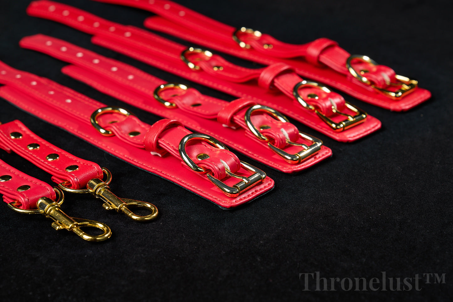 Padded PU Leather Wrist/Ankle Cuffs with D-Ring – Red Adjustable BDSM Restraints