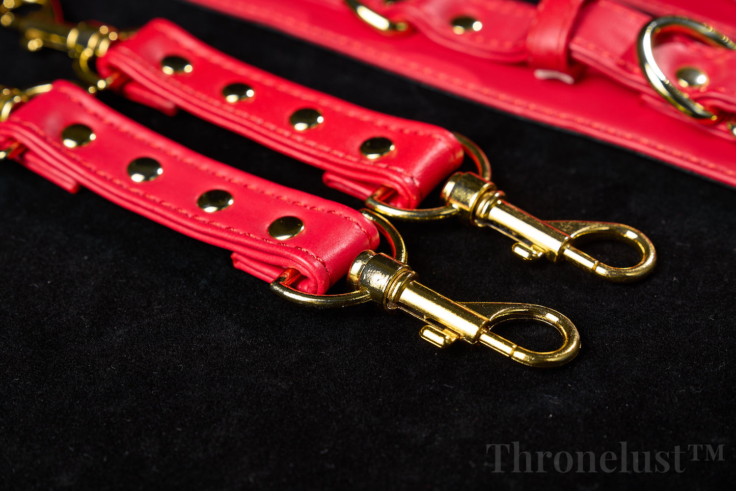 Padded PU Leather Wrist/Ankle Cuffs with D-Ring – Red Adjustable BDSM Restraints