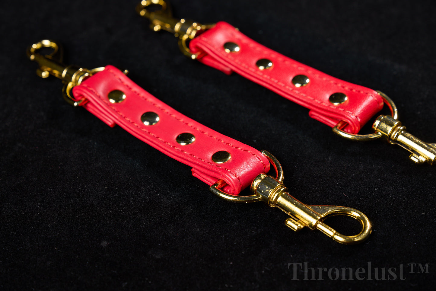 Padded PU Leather Wrist/Ankle Cuffs with D-Ring – Red Adjustable BDSM Restraints