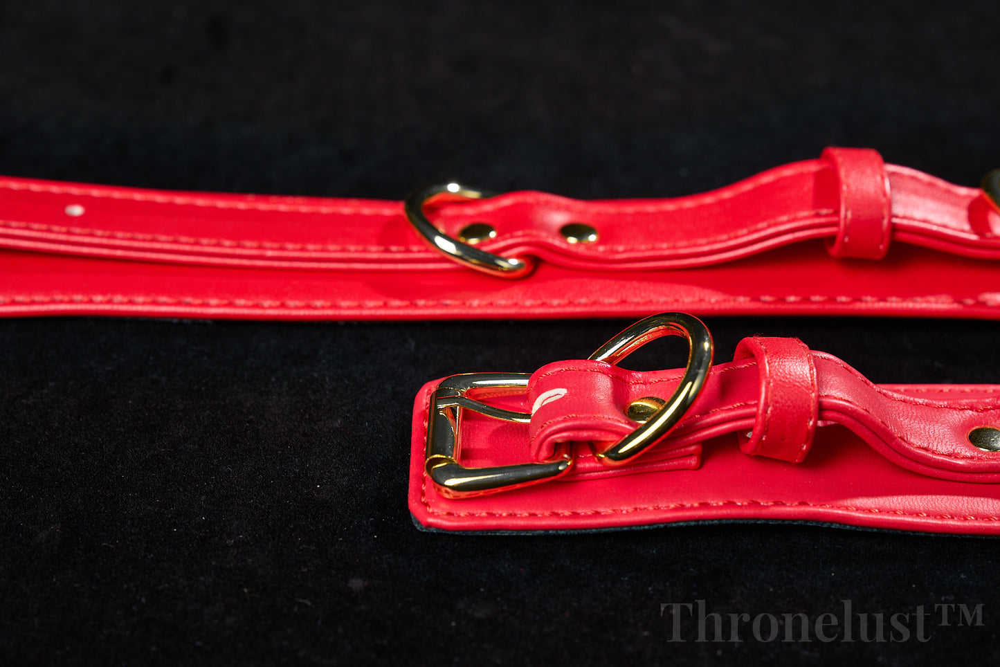Padded PU Leather Wrist/Ankle Cuffs with D-Ring – Red Adjustable BDSM Restraints