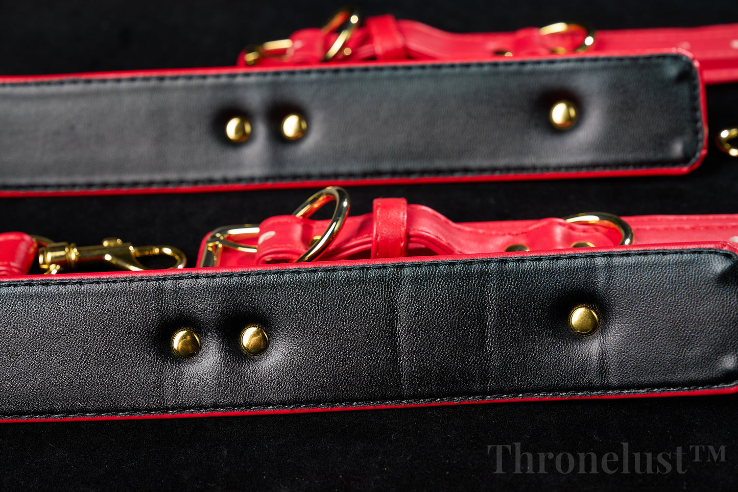 Padded PU Leather Wrist/Ankle Cuffs with D-Ring – Red Adjustable BDSM Restraints