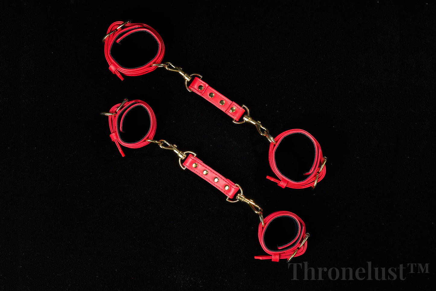 Padded PU Leather Wrist/Ankle Cuffs with D-Ring – Red Adjustable BDSM Restraints