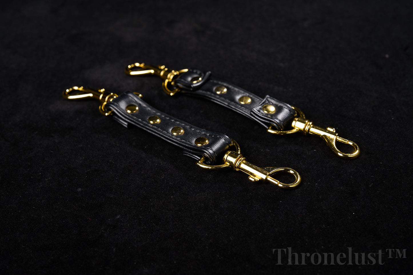 Padded PU Leather Cuffs — Wrist or Ankle, Gold-Tone Hardware, Adjustable D-Rings BLACK