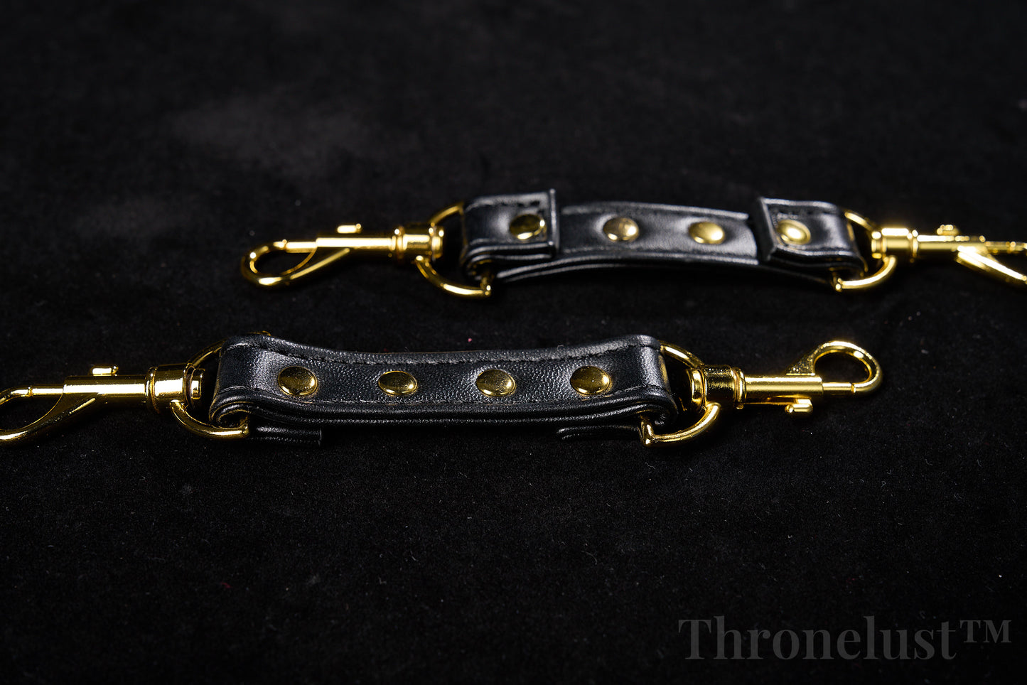 Padded PU Leather Cuffs — Wrist or Ankle, Gold-Tone Hardware, Adjustable D-Rings BLACK