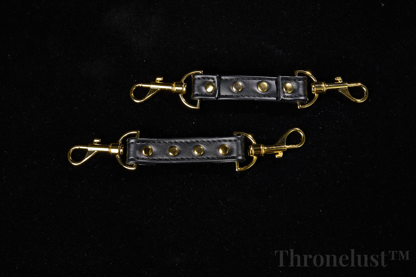 Padded PU Leather Cuffs — Wrist or Ankle, Gold-Tone Hardware, Adjustable D-Rings BLACK