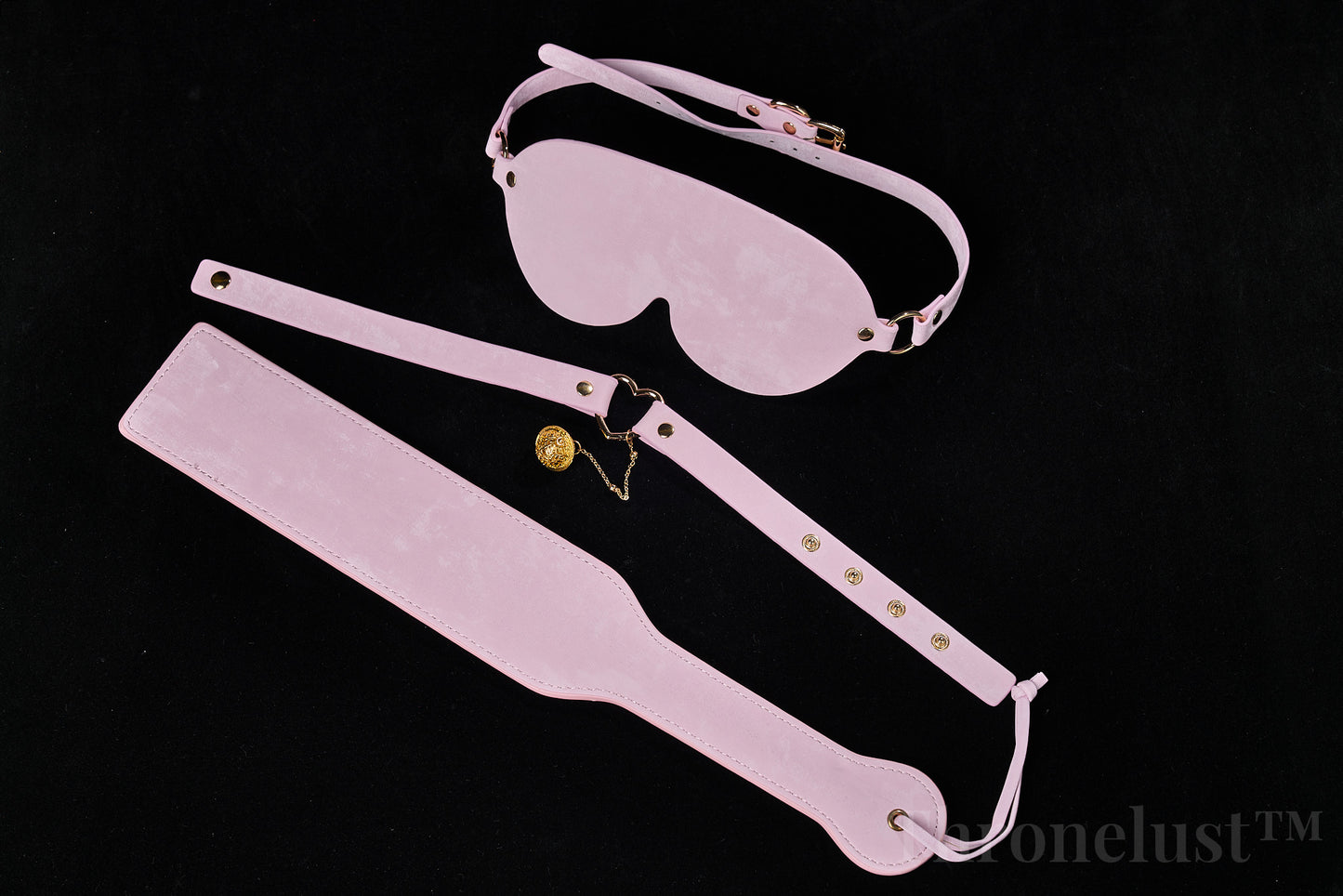 3-Piece PU Leather BDSM Play Set – Paddle, Blindfold & Collar (Pink)